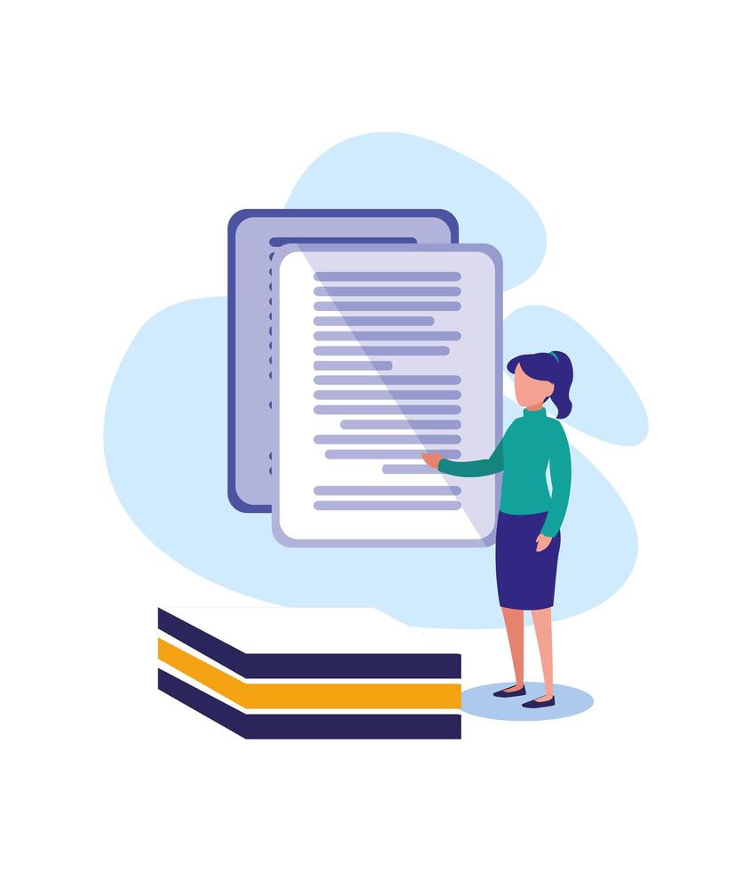 Woman with documents vector design