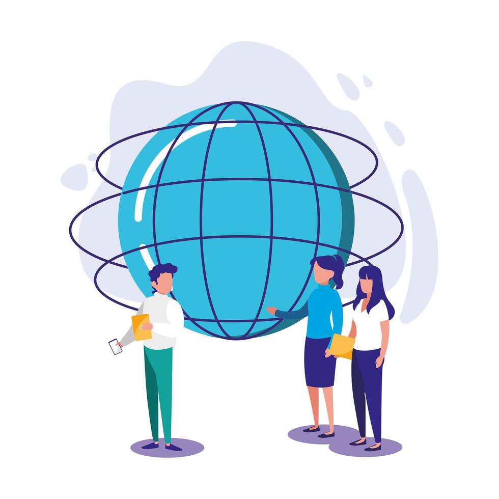 Isolated global sphere women and man vector design