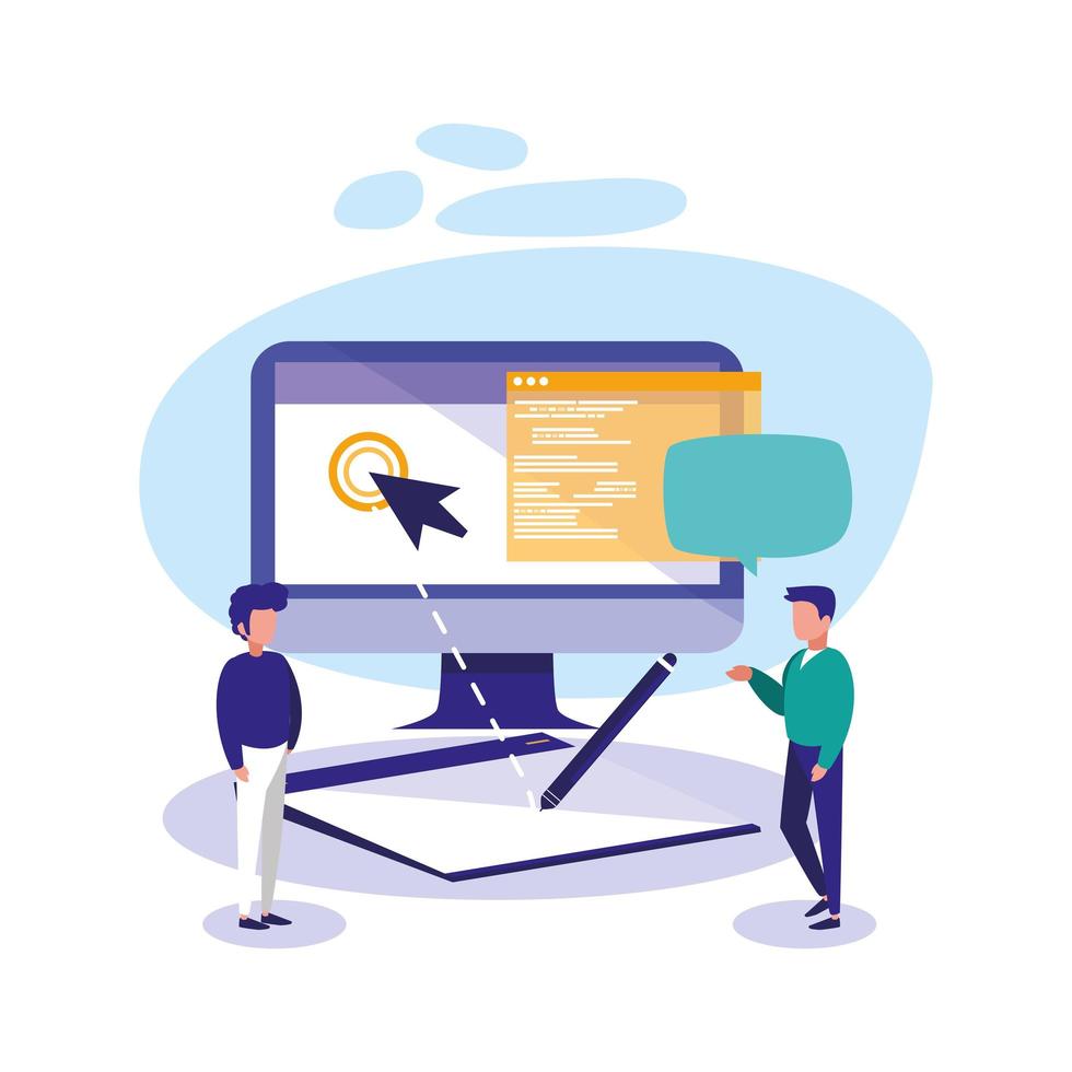 Digital computer and men vector design