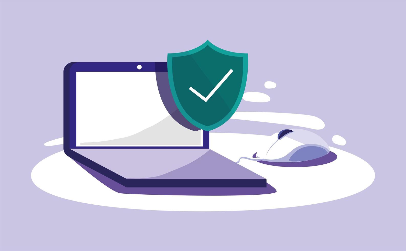 Digital laptop and shield vector design