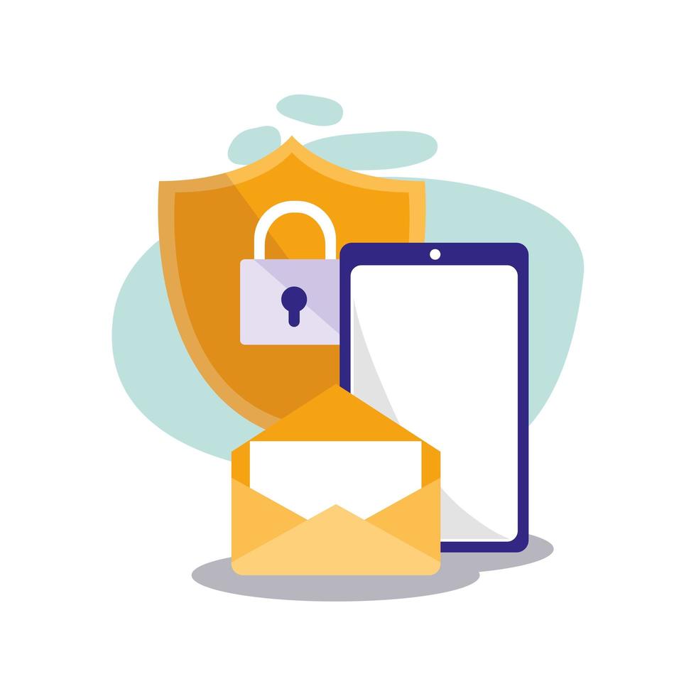 Digital smartphone padlock and envelope vector design