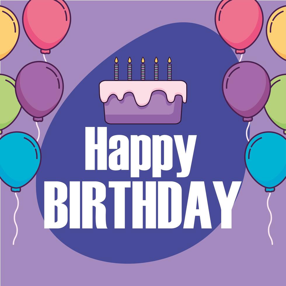 Happy birthday cake and balloons vector design