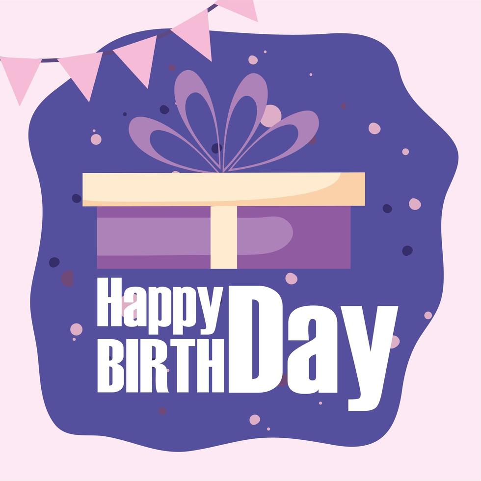 Happy birthday gift and banner pennant vector design