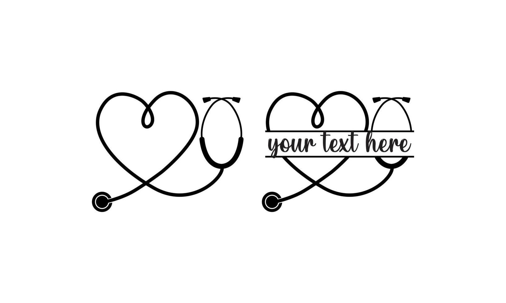 Stethoscope Heart Monogram ,Nurse Name Frame -Nurse Life Vector and Clip Art