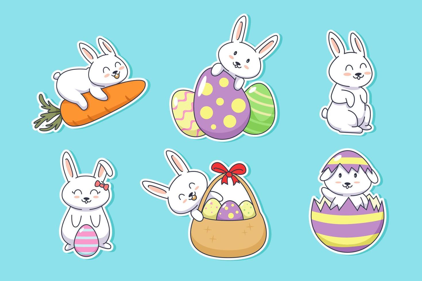 Rabbit Easter Sticker Concept vector