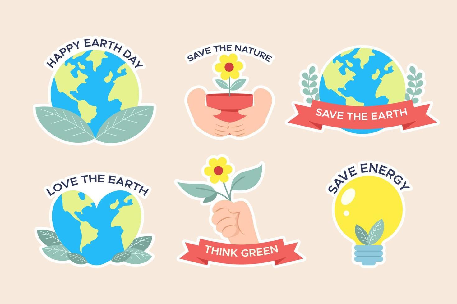 Happy Earth Day Sticker Collection vector