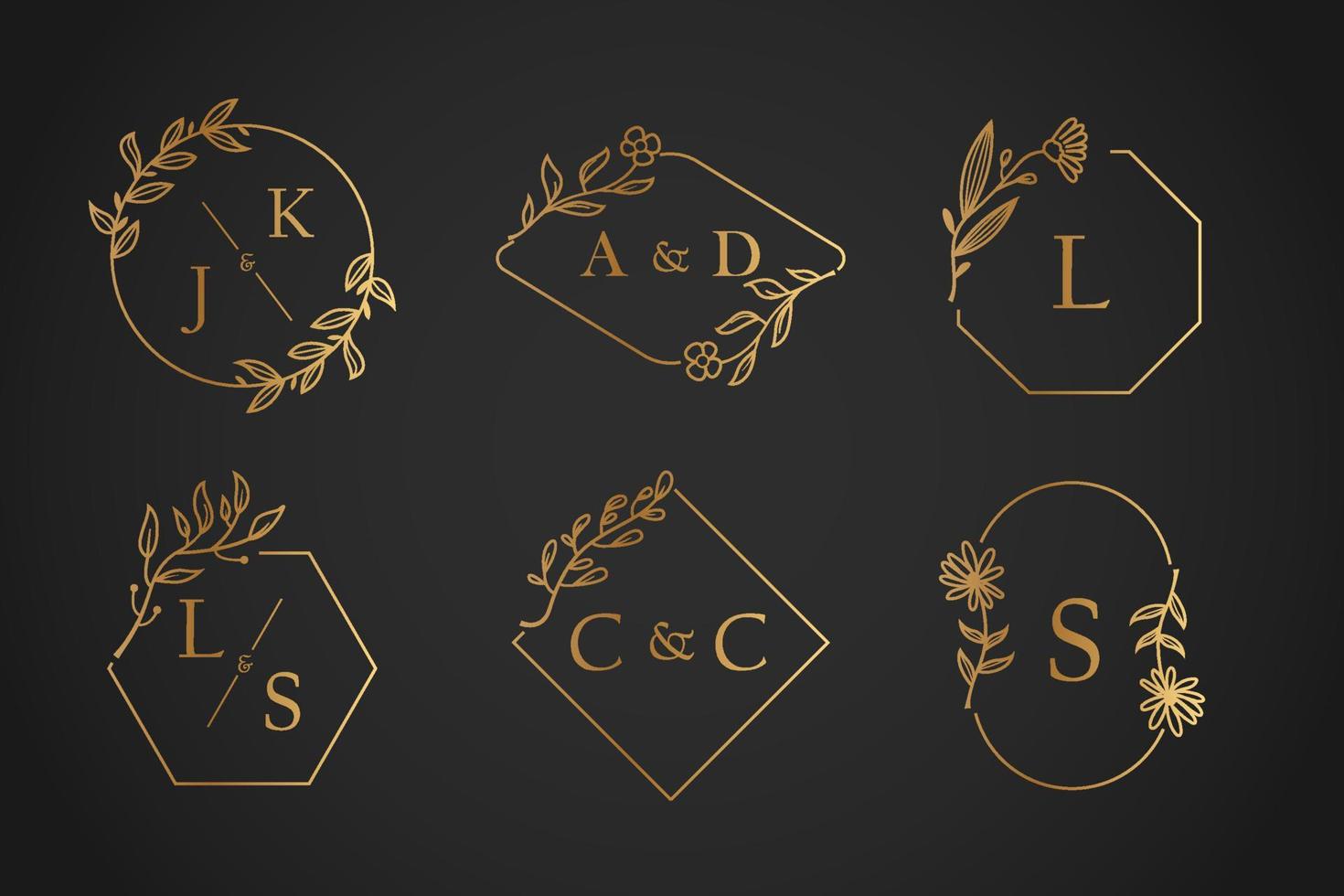 Gold Premium Monogram Wedding Frame vector