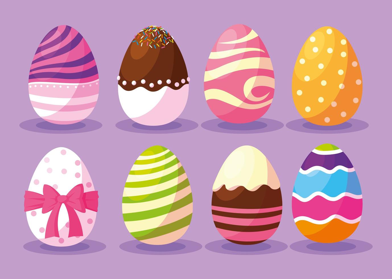 set of easter eggs, happy easter vector