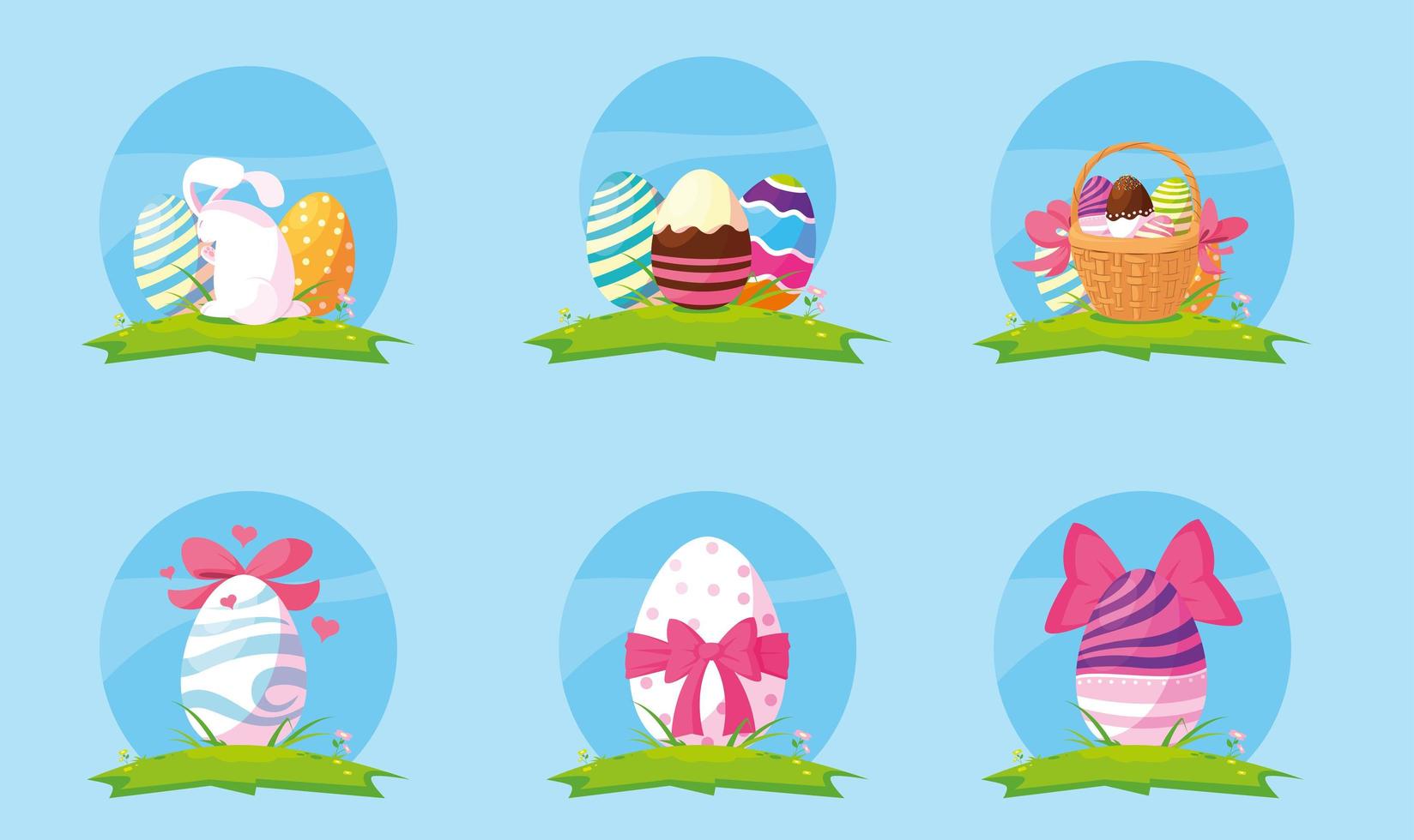 set of easter eggs, happy easter vector