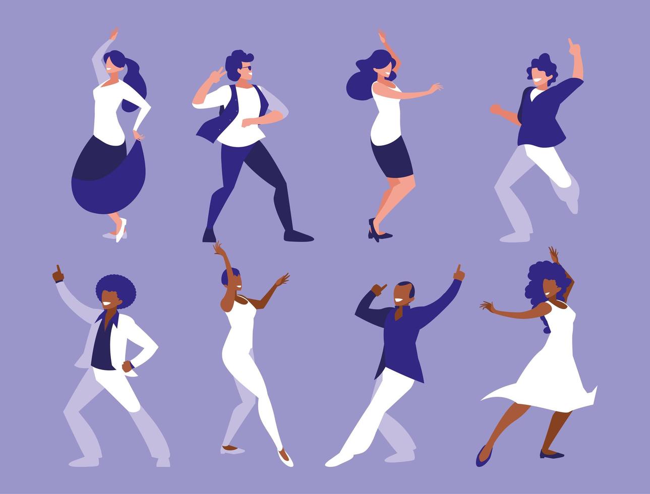 set of women in dance pose, party, dance club vector