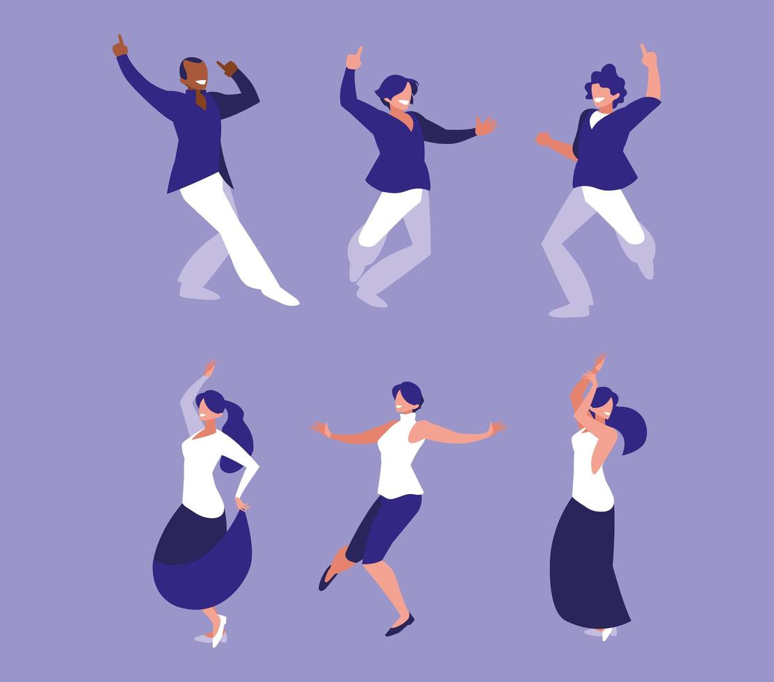 set of people dancing party, dancing club, music and nightlife vector