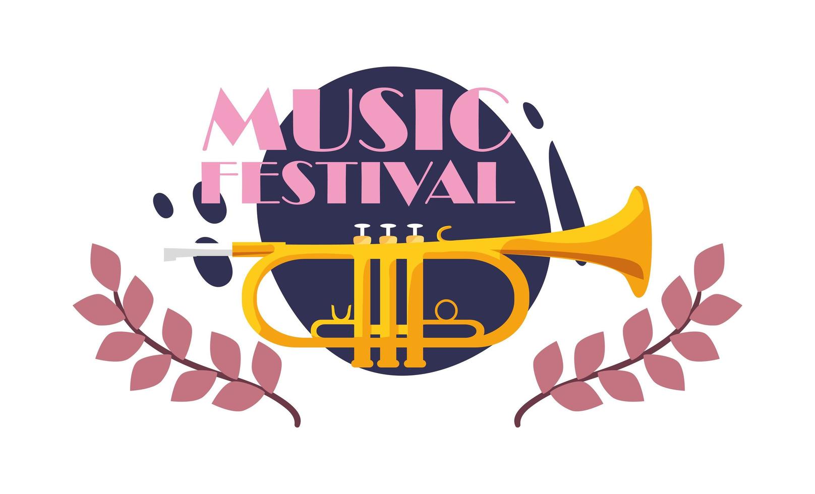 instrumento de trompeta de diseño de vector de festival de música