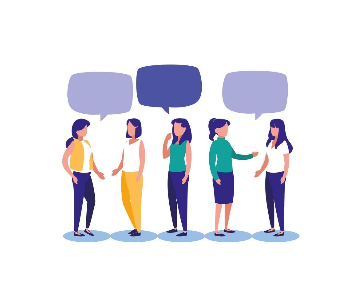 Women with communication bubbles vector design