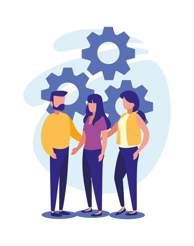 People and gears vector design