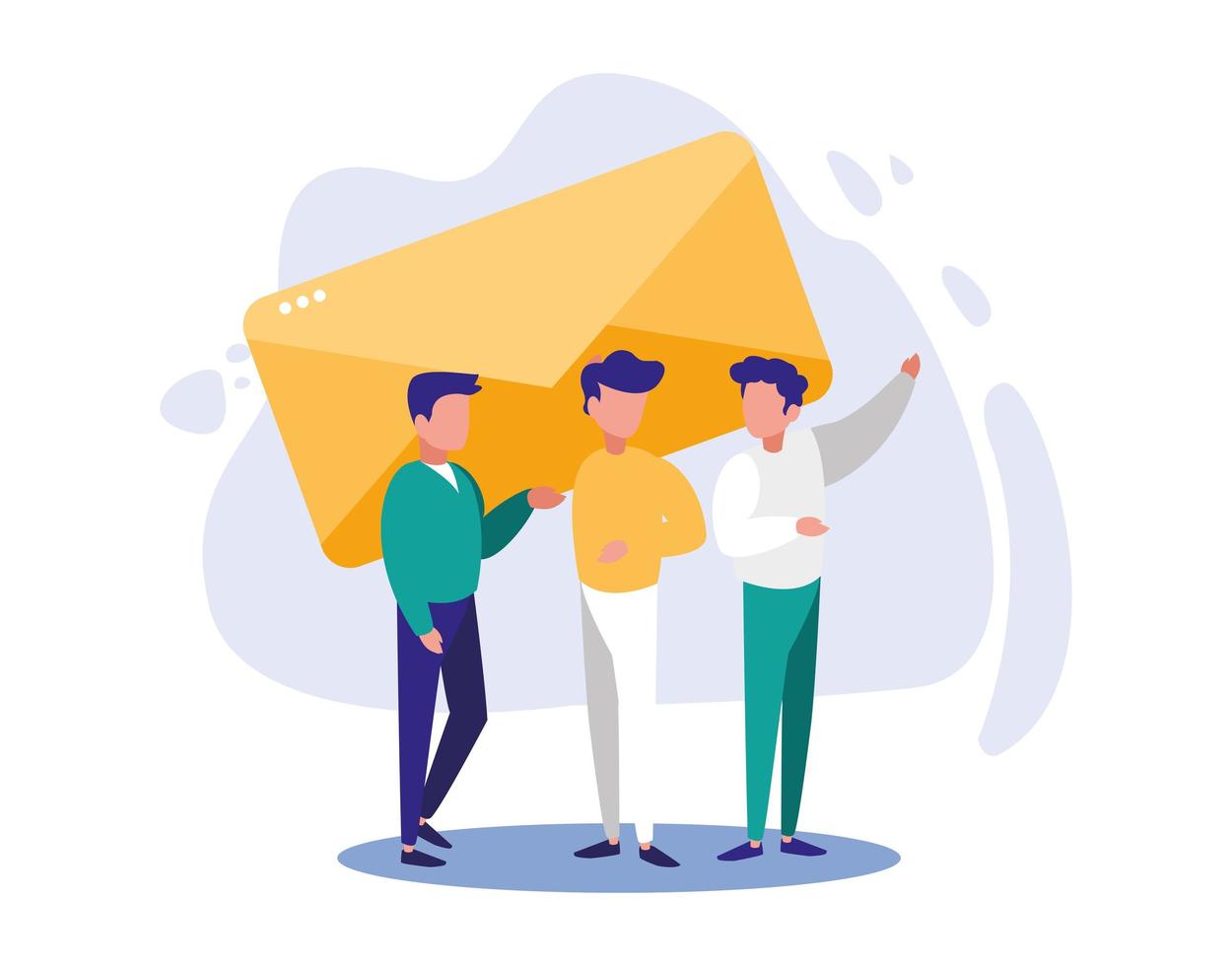 Men avatars and envelope vector design