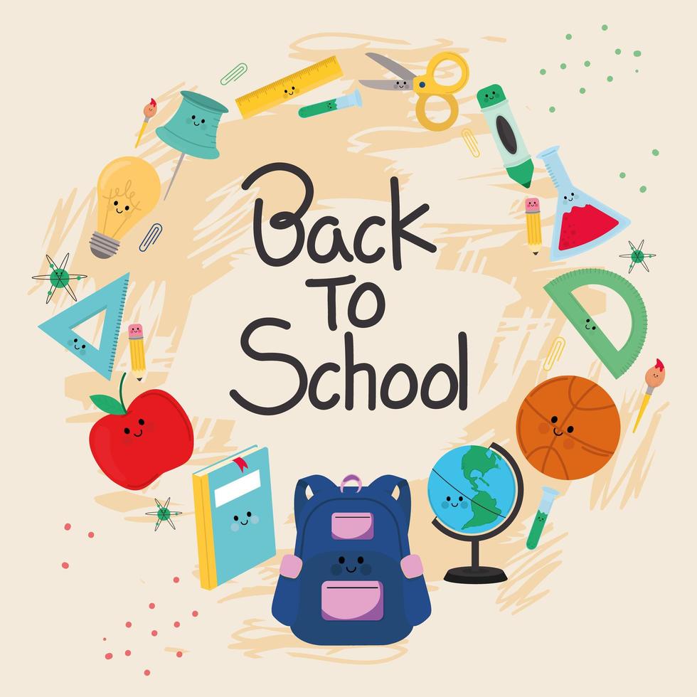 back to school cute kawaii vector