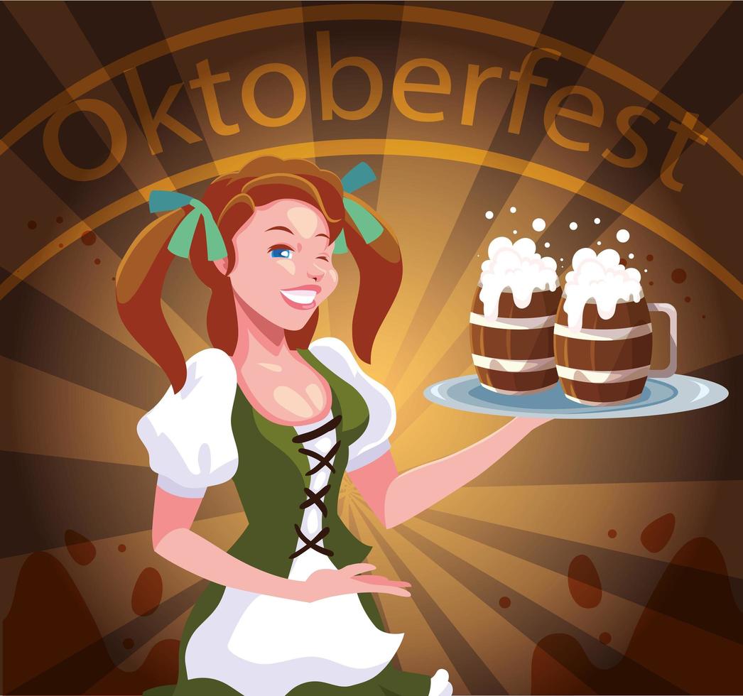 diseño de vector de mujer oktoberfest de alemania