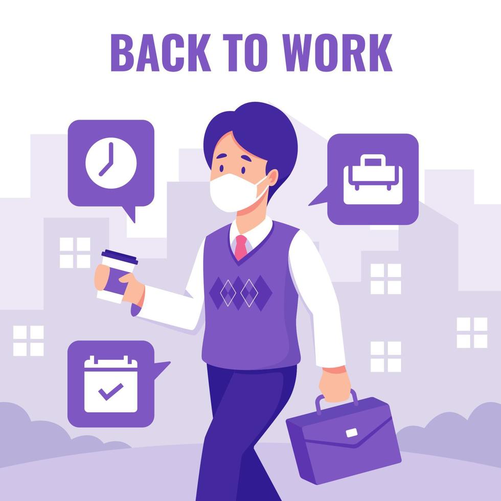 A Man Back to Work Activity with Protocols vector