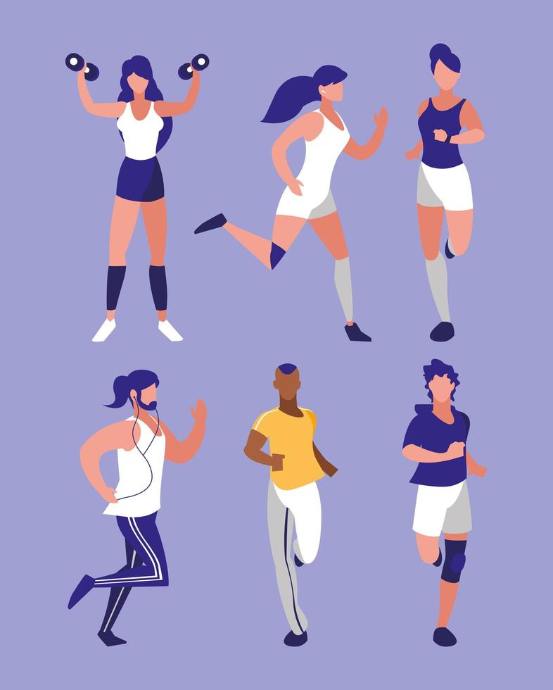 conjunto de personas realizando actividades recreativas. vector