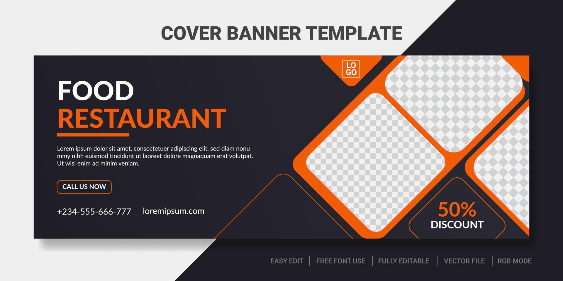 Fast food restaurant cover social media post and web banner template. vector