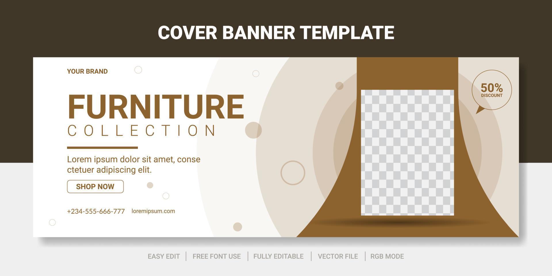 Elegant furniture sale cover social media post and web banner template. vector