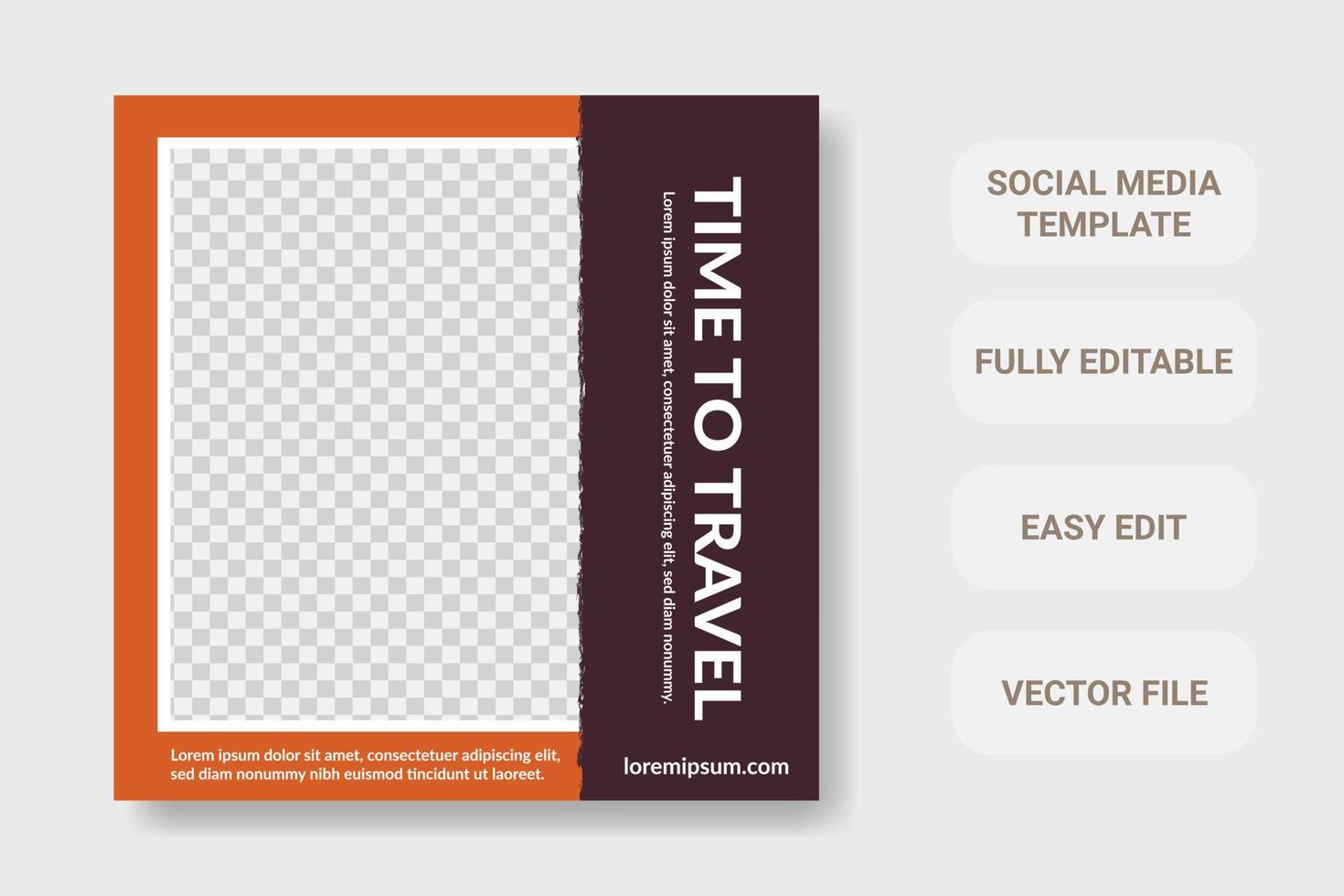 Modern travel social media post template design, perfect for online web banner, advertising, etc. vector