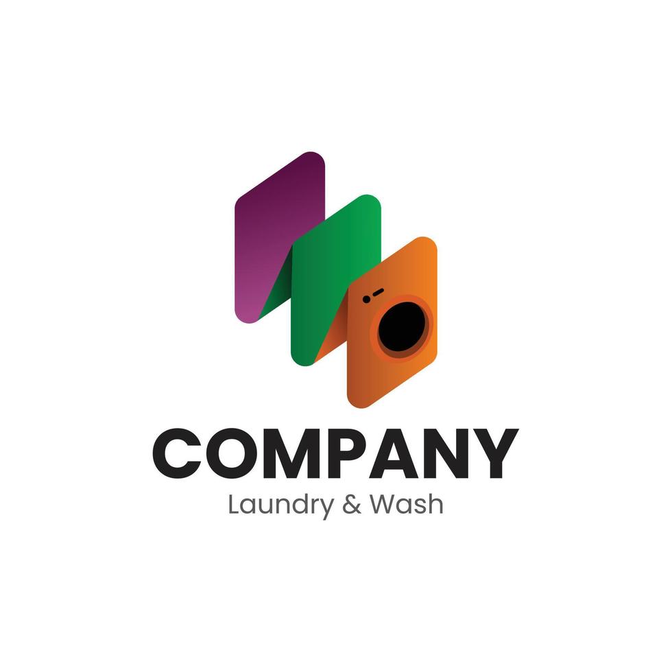 Laundry logo with triple washing machine concept vector