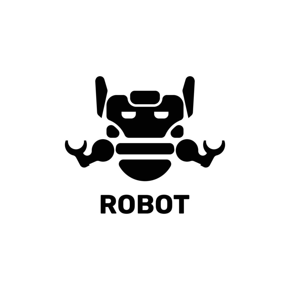 Black robot icon suitable for brand logo vector