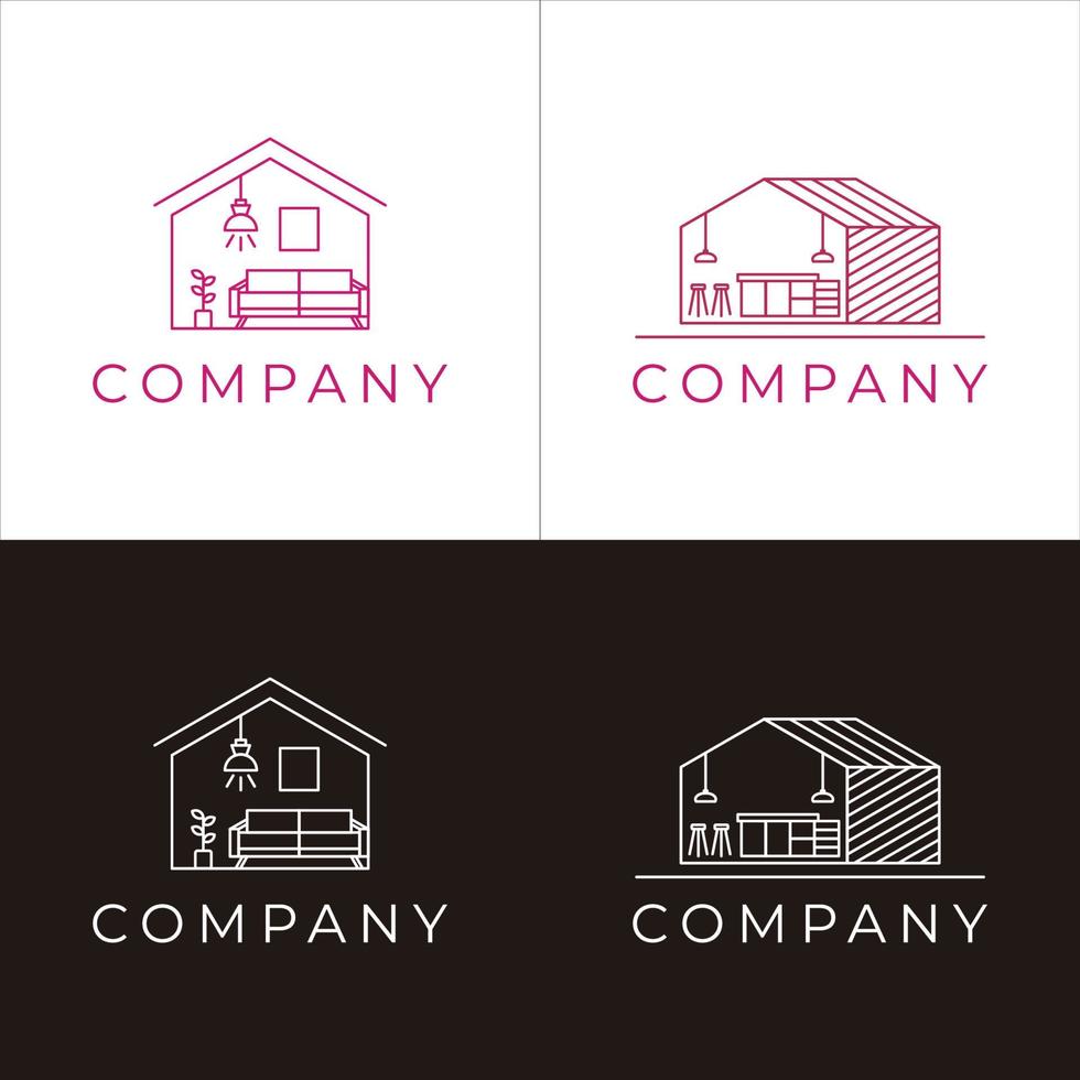 logo con tema de hogar y muebles. vector