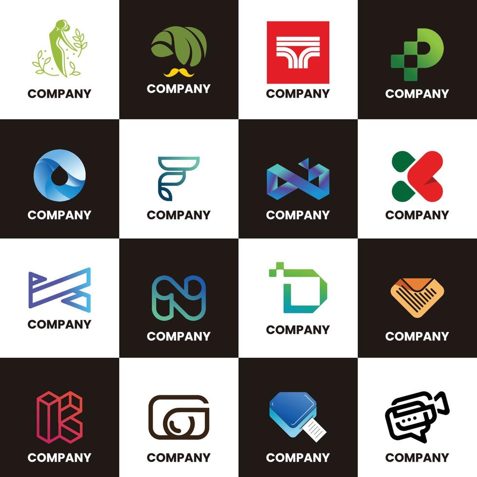a set of premium logos contains 16 logos that you can edit and use in various business fields vector