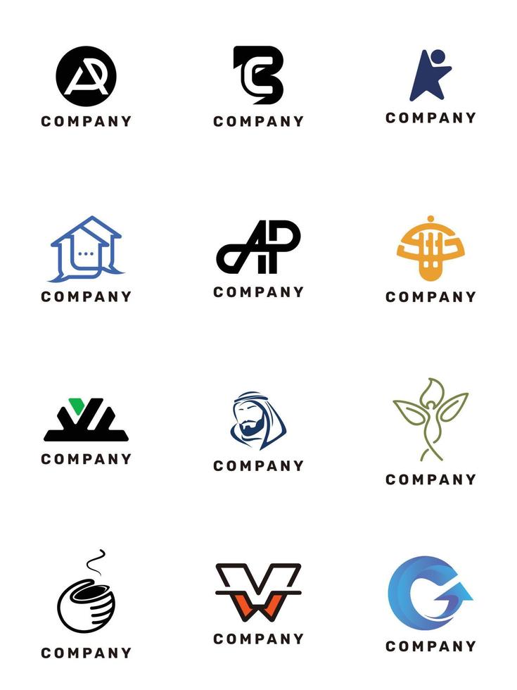 a set of premium logos contains 12 logos that you can edit and use in various business fields vector