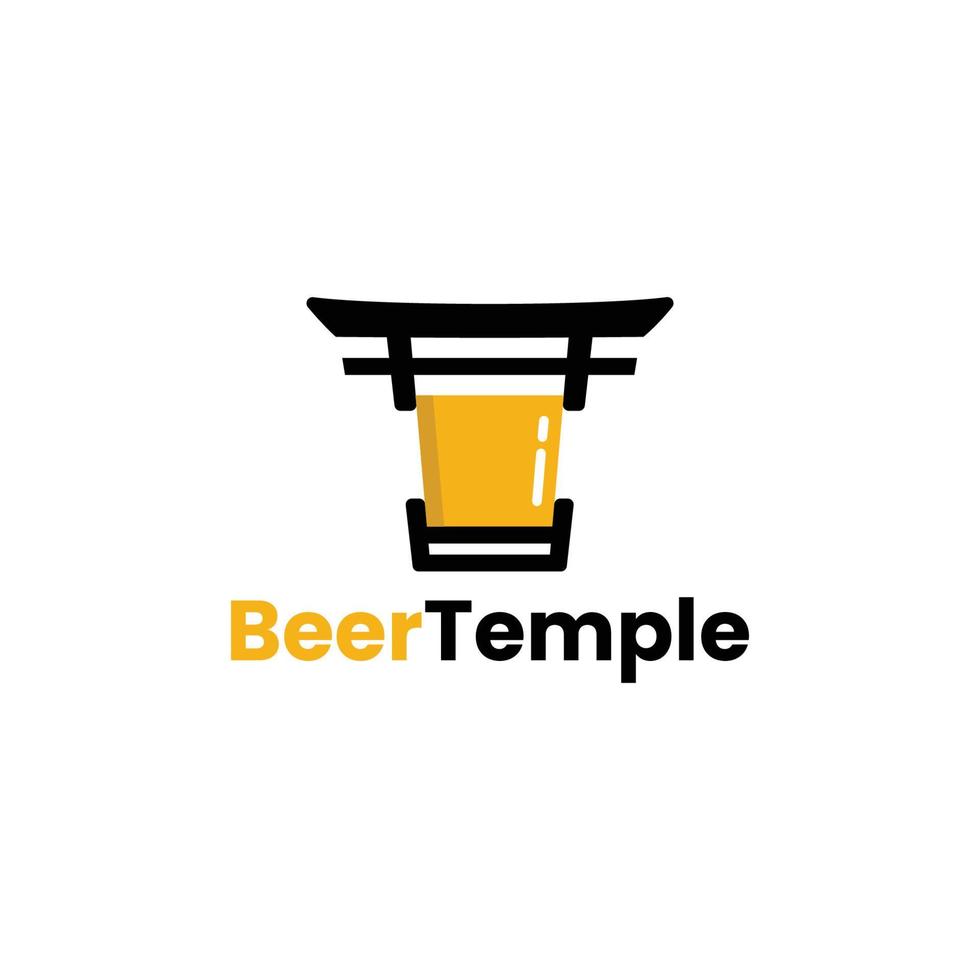 logo templo y cerveza perfecto para el bar vector