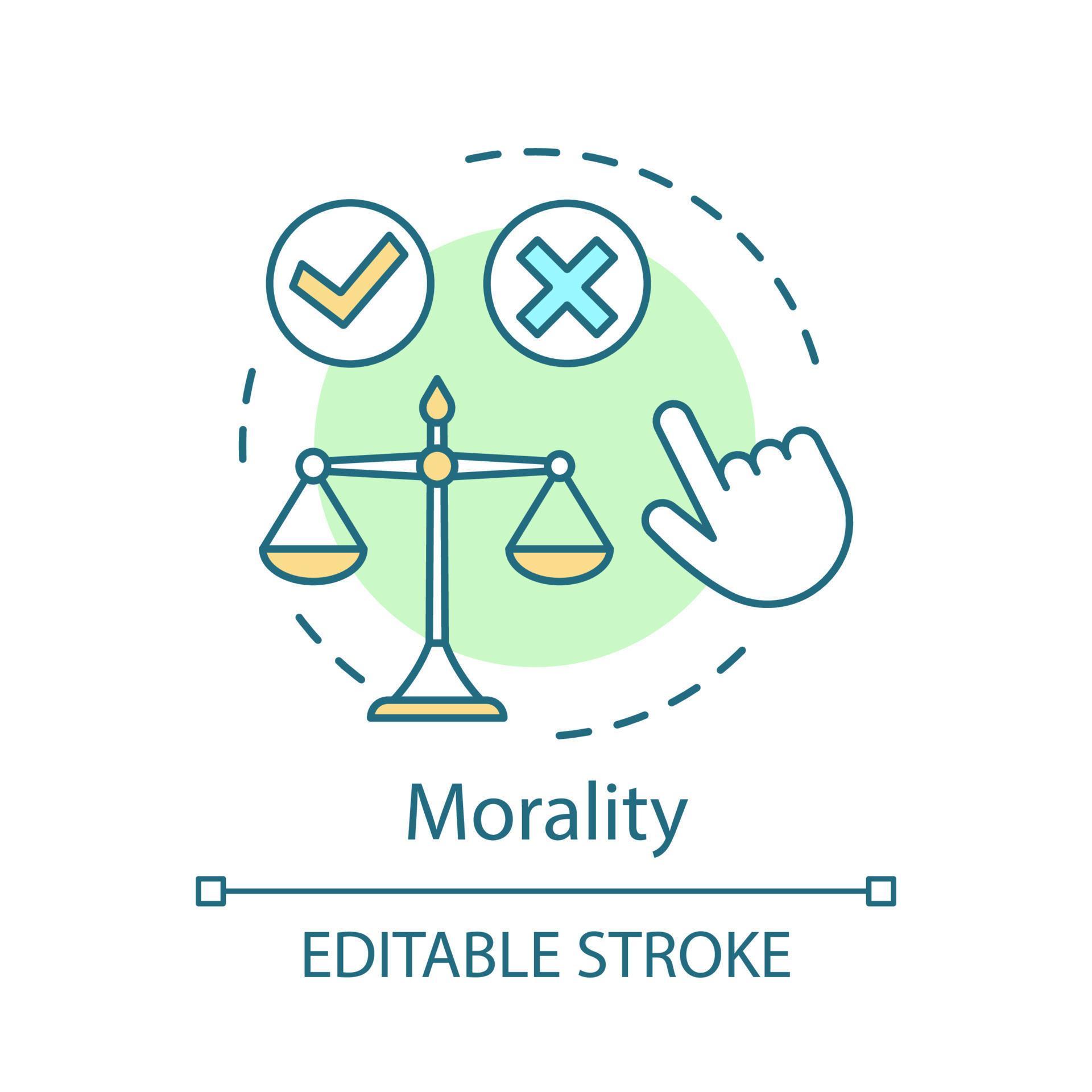 icono del concepto de moralidad. Ilustración de línea fina de idea de