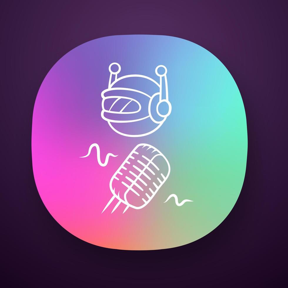 Voice bot app icon. Voice recognition app. Voicebot. Verbal computing service. Artificial intelligence. Virtual assistant. UI UX user interface. Web or mobile application. Vector isolated illustration