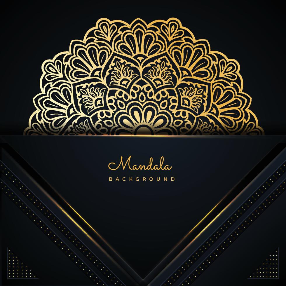 Gold and black ornamental arabesque mandala background with abstract pattern in Arabic style. vector