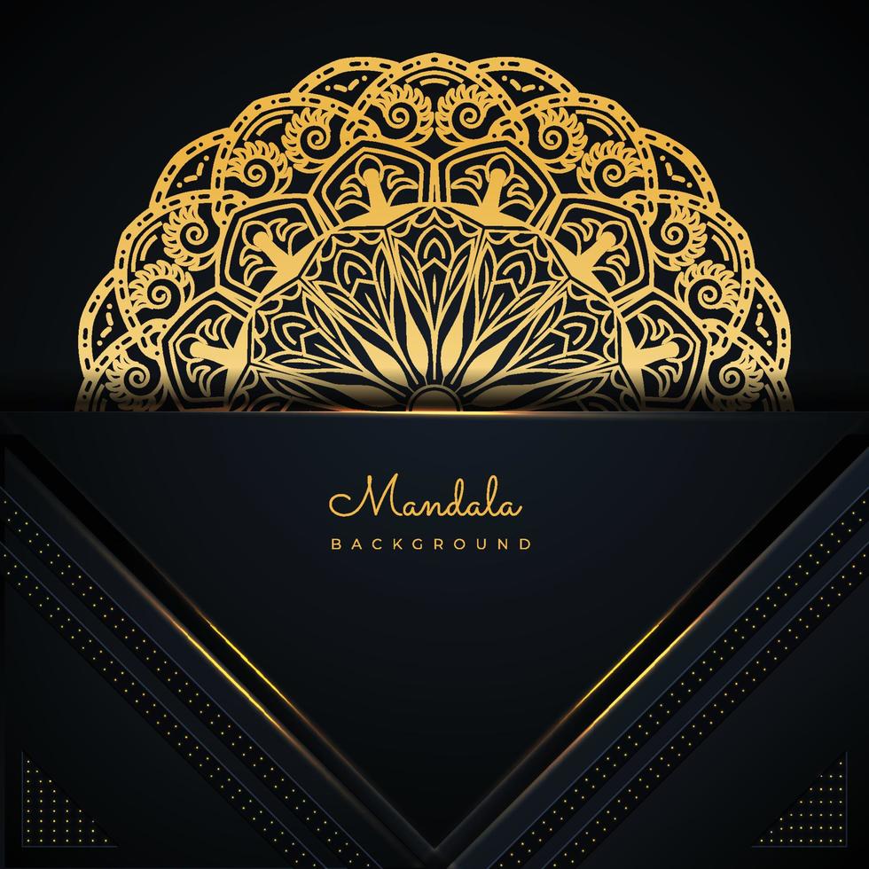 Luxurious mandala background design with golden gradient in abstract pattern for business card, poster, postcard, brochure, flyer, invitation,  banner, label and fashion designing. vector