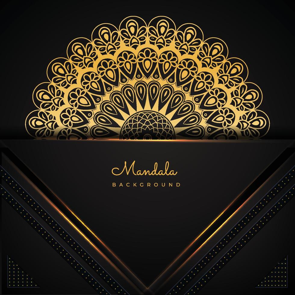 Luxurious arabesque mandala pattern background in gold color with abstract floral pattern and traditional Arabian concept vector