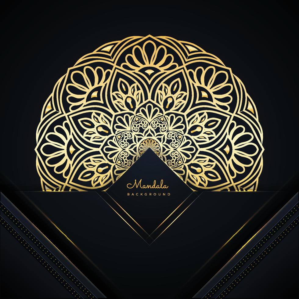 Diseño de fondo de mandala ornamental de lujo con degradado dorado en patrón abstracto vector