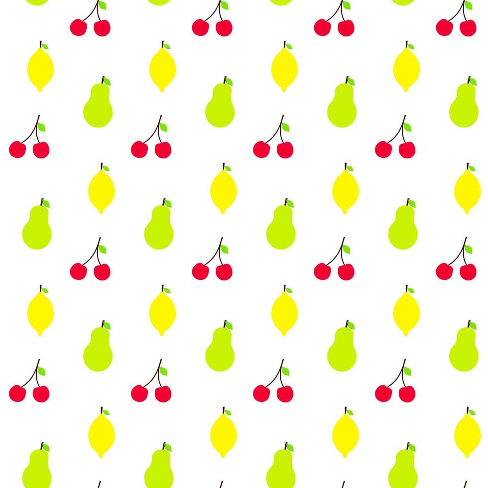 Flat Fruits Set Seamless Pattern Vector Illustration