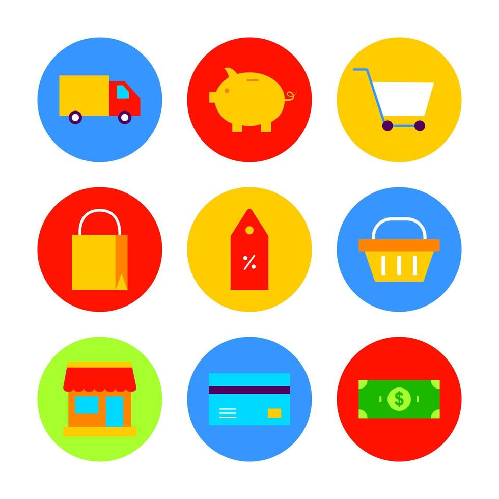 Flat Shopping Sale Icon Set vector