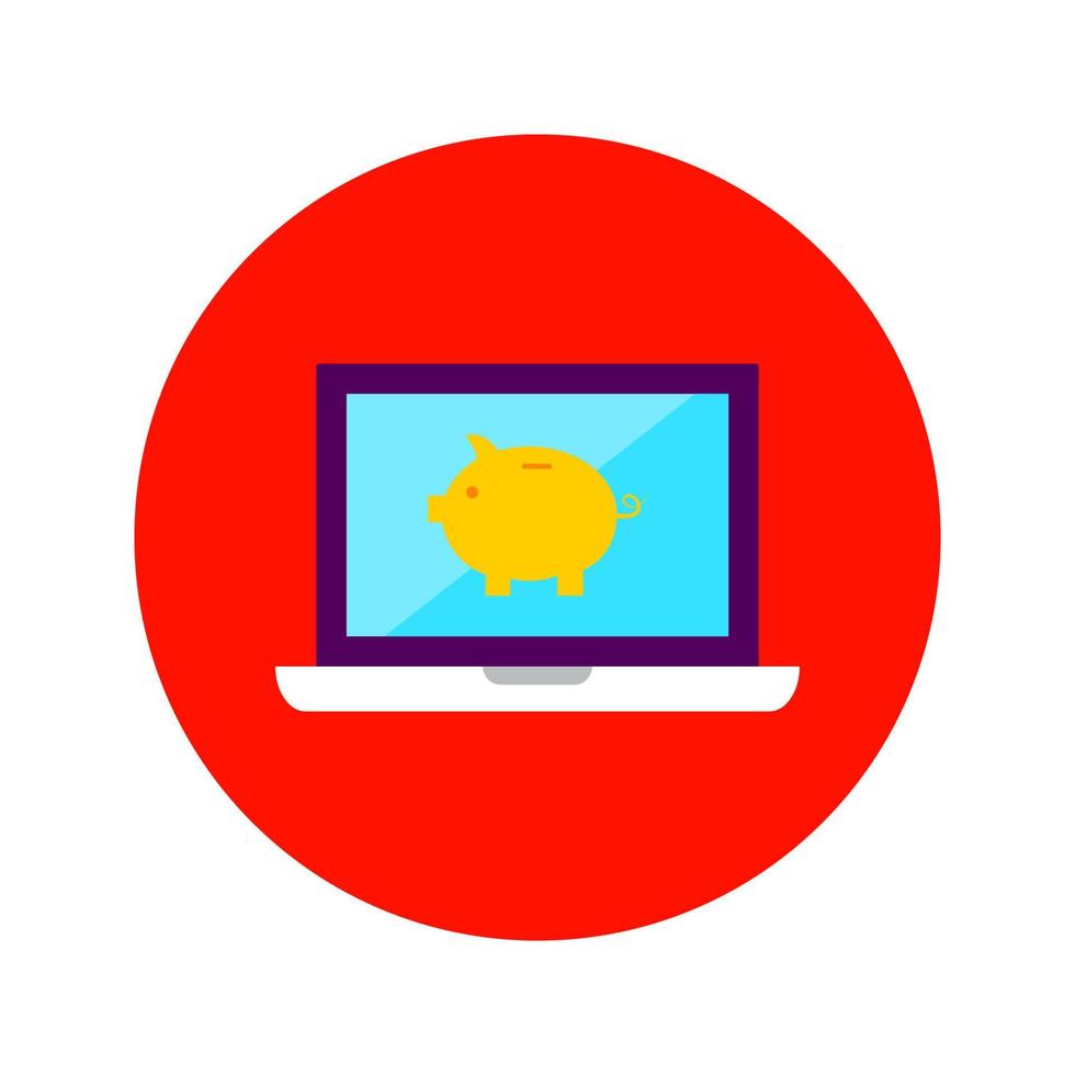 Flat Online Banking Circle Icon vector