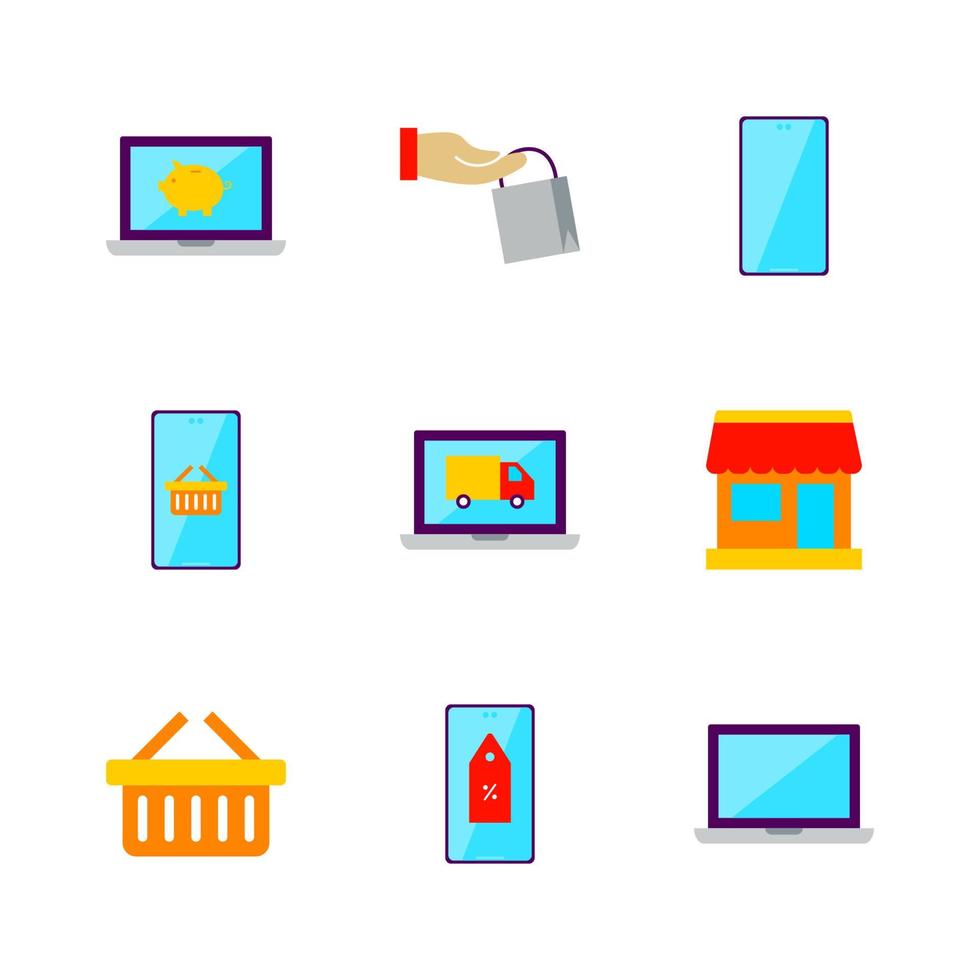 Flat Online Shopping Set vector