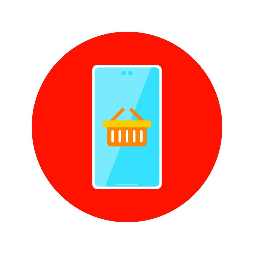 Flat Online Shopping Circle Icon vector