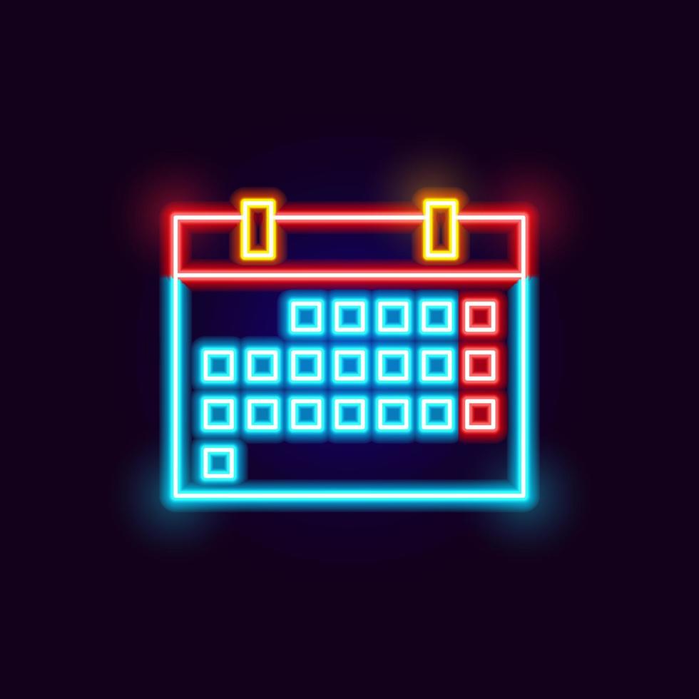 icono de calendario de neón vector