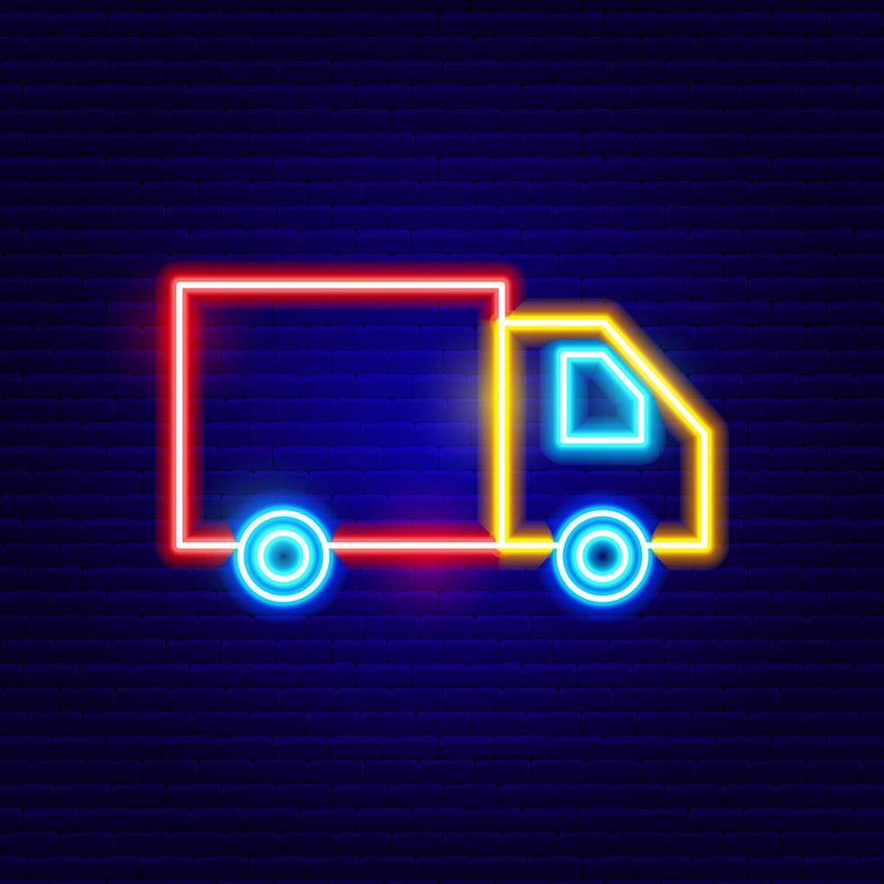Neon Delivery Truck Icon vector