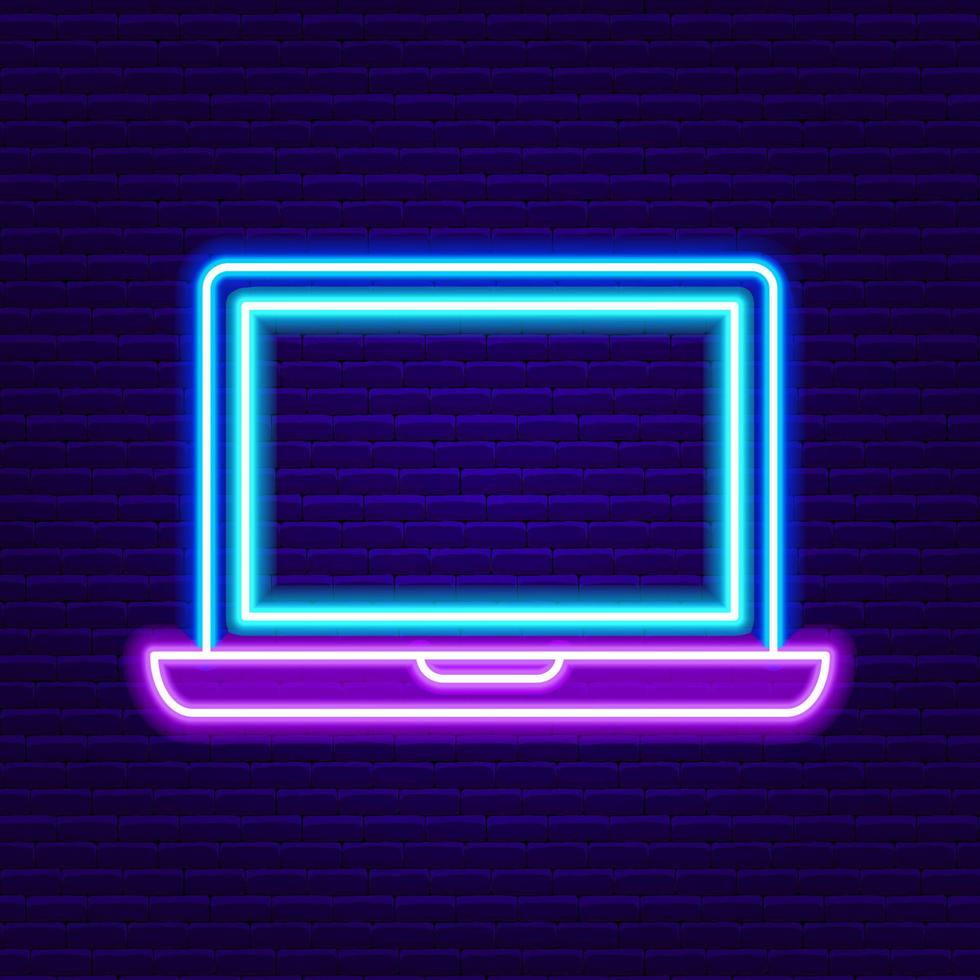 Neon Laptop Sign vector