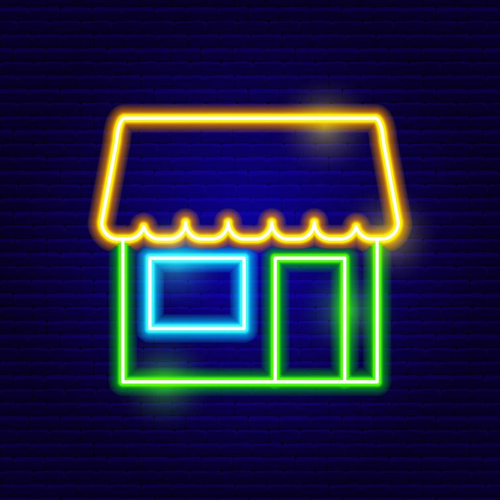 Neon Shopping Market Icon vector