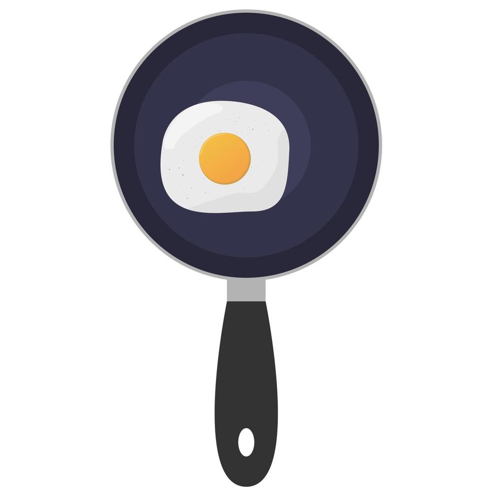 Huevo frito con diseño de ilustración de vector de sartén.