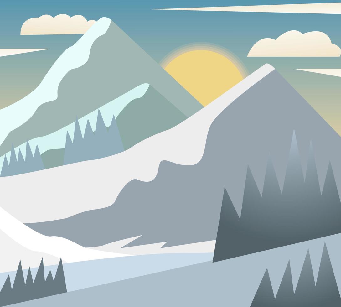 diseño de ilustración vectorial de montañas nevadas vector