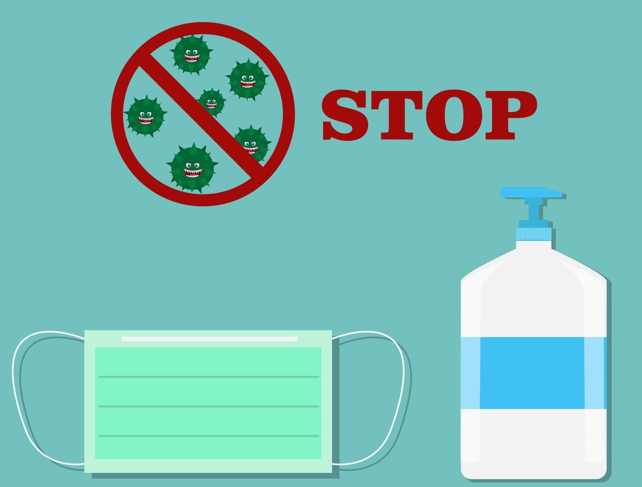 Illustration vector design of medical mask and hand sanitizer